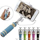 MESE London Brazo Extensible Para Selfie (Sin Batería) Monopod De Aluminio Barra Extensible Manual Para Foto Con Sostenedor De Smartphone Ajustable Y Obturador Inalámbrico / Botón Obturador (Azul)