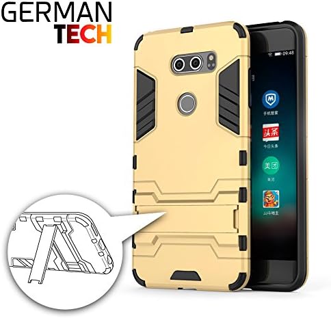 LG V30 Case Cover. Hybrid Cover [Armor Case] German Tech®, Shock-Absorption Bumper and Scratch Resistant with built-in Kickstand. Protective Case Cover - Golden.