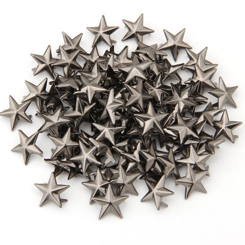 Gleader 100X Apliques Remaches Gris Oscuro 15mm Estrella Tachuelas Bolsa/Calzado/Guantee