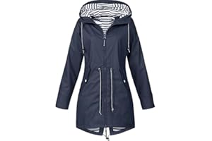 HIFI7 Veste Imperméable Femme Léger Veste de Pluie Longue pour Femme Manteau à Capuche Camping Randonnée Trench Parka