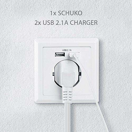 Shoot USB Presa Schuko con 2Â X USB 230Â V 220Â V Bianco, il carico di tutti i dispositivi iPod iPhone iPad Smartphone MP3Â passent in Standart unterputz Incasso