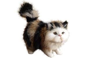 URFEDA Gatito Mimoso de Peluche, Juguete del Gato de La Simulación Rellenos, Muñeco de Peluche de Gato de Marioneta de Simulación, Juguetes de La Muñeca Decoración del Hogar Regalos Negro
