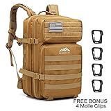 SehrGo 45L Sac à Dos Militaire Tactiques de Multifonction pour Le Camping Chasse Voyage de Randonnée Escalade Cyclisme Ski Sac à dos - Kaki