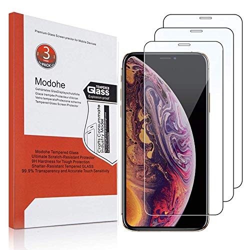 Modohe Verre Trempé iPhone 11 Pro Max and iPhone XS Max, [ Lot de 3] Film Protection en Verre trempé écran Protecteur Vitre - Ultra Résistant Dureté 9H 6,5 Pouces- Compatible 3D Touch