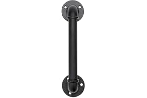 JIAJU Corrimano per Scale Interne Esterni Ringhiere a Parete Ringhiera Passamano Maniglia di Sicurezza Balaustre pour Disabili Anziani - Kit completo - Metallo Ferro Nero (30 cm)