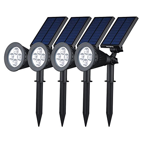 Preisvergleich Produktbild [Upgraded 200 Lumen]VicTsing Solarbetriebene LED Solarleuchten Gartenleuchten Solarlampe Aussenleuchten Außenleuchte Wasserdicht Spotlight für Garten Outdoor Landscape Baum Auffahrt Yard Rasen Pathway - 4 Stück