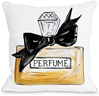 Bentin Home Decor Bow Perfume/Black Quilted Throw Pillow Cover by Timree Gold, 18"x 18", White/Black