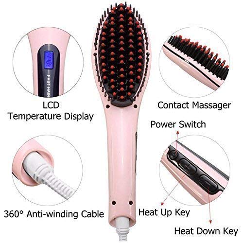 Women's Electric Comb Brush Nano 3 in 1 Straightening LCD Screen with Temperature Control Display hair straightener for women,hair straighteners comb brush,hair stariaghtner,hair stariaghtner brush, (hair straightener for women)
