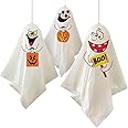 Unique Party 88048 - Ghost Halloween Hanging Decorations, Pack of 3, Assorted Designs, 35"