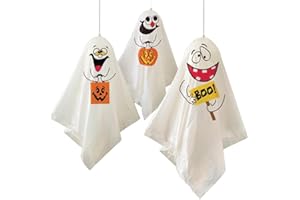 Unique Party 88048 - Decorazioni da Appendere per Halloween Fantasma, Confezione da 3