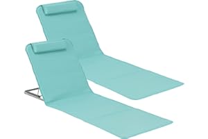 ‎[EN.CASA] [en.casa] Strandmatte Donostia 2er Set Sonnenmatte klappbar Türkis Strandliege mit Verstellbarer Rückenlehne Liegematte mit Tragetasche 143 x 48 cm