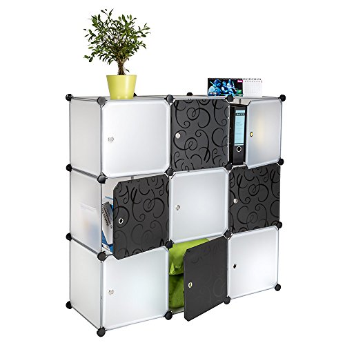 TecTake System Steckregal Schrank Regal Sideboard Kunststoff schwarz weiß - 2