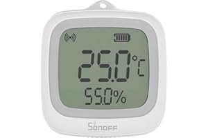 SONOFF SNZB-02WD IP65 Zigbee LCD Capteur Intelligent de Température et d'Humidité, étanche pour Serre/Salle de bain, Surveillance via APP avec Graphiques, Installation Flexible