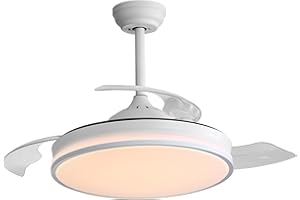 oxylops Ceiling fans with lights and remote control, ceiling fan with 3 retractable blades, invisible ceiling fan with lamp,reversible for summer&winter, DC motor,6 Speed,106 cm