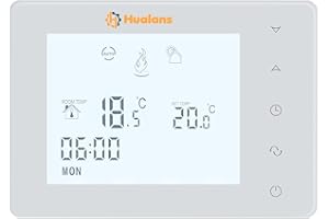 GOCK Termostato a batteria da parete 2 fili,Termostato digitale per caldaia a gas, cronotermostato a batteria programmabile-(NO WIFI)(Batterie escluso)