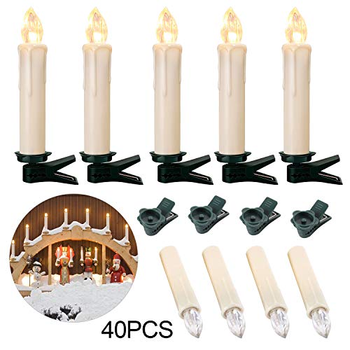 Preisvergleich Produktbild 40 Kabellos LED Lichterkette Kerzen Weihnachtskerzen Christbaumschmuck Warmweiß,Dimmbar