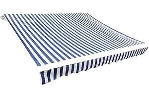 puraday Tissu de rechange pour store 6 x 3 m - Bleu et blanc - Tissu de store imperméable en polyester avec revêtement PU