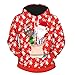 Produktbild Tianwlio Damen Lässige Langarmshirt Hoodie Pullover Männer 3D Weihnachten Drucken Langarm Paare Hoodies Bluse Sweatshirts rot XL