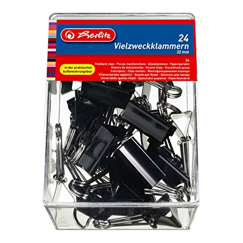 Preisvergleich Produktbild 24 Herlitz Foldbackklammern / Vielzweckklammern / 32mm / Farbe: schwarz