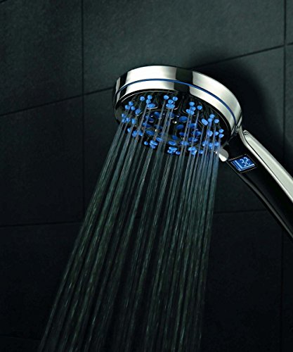Led Handbrause Duschkopf Brause Duschbrause Handdusche Kopfbrause Farbwechsel mit 5 Strahlarten und LCD Temperatur Anzeige 3 verschiedene Farben - 2