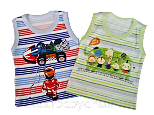 Baby Unisex Summer Sleeveless Tops - 2 pack 100% Cotton 3-6 months.
