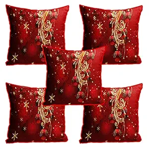 DreamVio Jute Exclusive Merry Christmas Decorative Throw/Pillow Covers, Cushion Covers for Gifting, Living Room, Bed Room, Sofa,Chairs Pack/Set of 5 (Multicolour, Size 16 x 16 Inches)