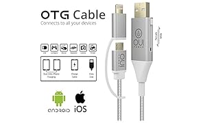 [KICKSTARTER] 2-in-1 OTG zu Micro USB Kabel Adapter (Male & Female Switch) für Android Smart Handys & Tablets(up to Android 4.2 and mit OTG Funktion), mit Micro USB zu Lightning USB Kable Adapter, Aluminium Grey