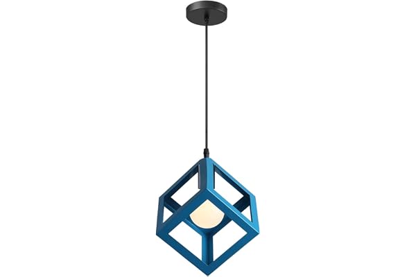 iDEGU Suspension Luminaire Moderne Lustre Forme Cube Lampe de Plafon de Style Géométrique en Métal E27 Plafonnier pour Chambre Salon Restaurant - 16CM, Bleu