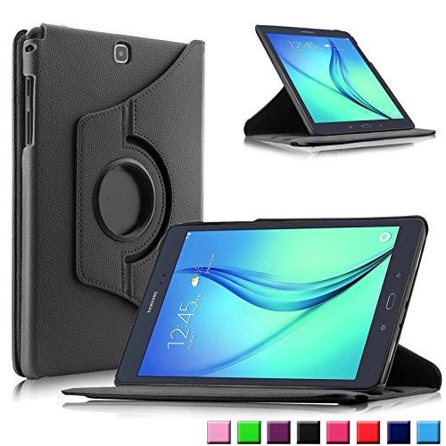 Infiland Samsung Galaxy tab A 9.7 Hülle Case- PU Ledertasche lederhülle 360° Drehbarer Stand Smart Cover Case Schutzhülle Tasche Etui für Samsung Galaxy Tab A 9.7 T550N/ T555N 24,6 cm (9,7 Zoll) WiFi/LTE Tablet-PC(mit Auto Schlaf / Wach Funktion)(Schwarz)