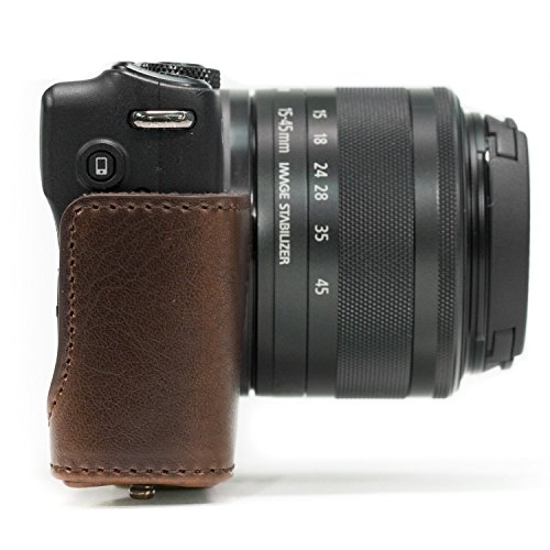 MegaGear MG667 Etui de Protection avec Bandouli  re en Cuir pour Appareil photo Canon EOS M10 Marron fonc  