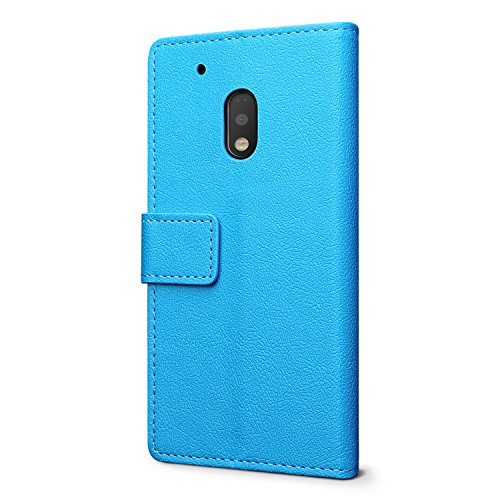 Funda Moto G4 Play SLEO Cartera Carcasa Piel PU Suave Flip Folio Caja Super Delgado  Estilo Libro Soporte Plegable y Cierre Magn  tico  para Motorola Moto G4 Play - Azul
