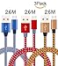 Produktbild Xinfaxin Micro USB Cable,3 Pack 2.6M Extra Long Nylon Braided High Speed USB to Micro-USB Charging Cables Android Fast Charging Cord for Samsung Galaxy S7 Edge/S6/S4, Note 5/4/3,(Red Grey,Blue White,Brown black)