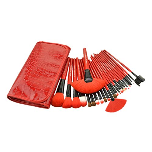 LyDia Professional 24pcs Natural Wooden handle Black/brown Make Up Brush Set with Case