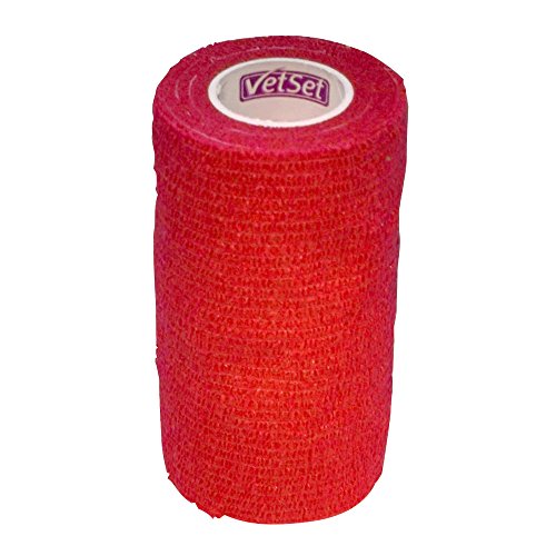 VetSetWraptec Cohesive Bandage 100mm Red - Red, Regular