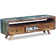 Mobile TV VidaXL Con Ante E Ripiani Aperti - Credenza Multimediale In MDF E Legno Di Paulonia - Grigio E Legno Naturale - 120x30x40 Cm