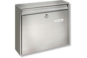 BURG-WÄCHTER Briefkasten ohne Zeitungsfach mit Namensschild, Rostfreier Edelstahl, Einwurf-Format DIN C4, 2 Schlüssel, Borkum 3877 Ni