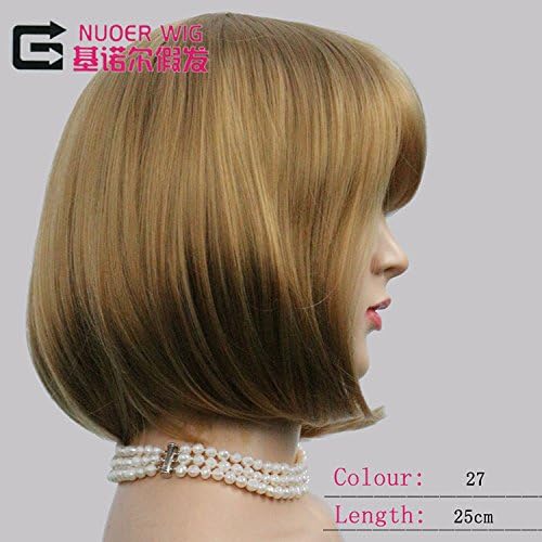 Haned Short Bob White Synthetic Hair Wigs For Women Anime Qi Liu Hai Short Hair,Golden 0043Performance Fashion, Natural Lifelike, Hairdressing, Hairdressing And Hairdressing Party, Cosply
