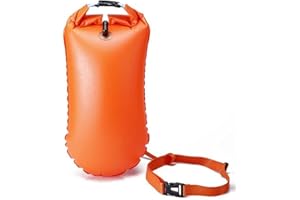 KOMUNJ Swim Buoy Waterproof Inflatable Dry Bag Swim Safety Float, for Open Water Swimmers and Triathletes Light and Visible Float for Safe Training and Snorkelers