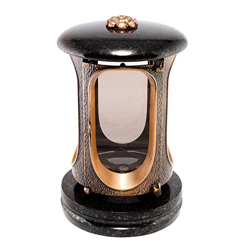 Stilvolle Grablaterne Elégant Granit Schwedisch Black | Grablampe Grableuchte Grablicht | Grabschmuck Afterglow