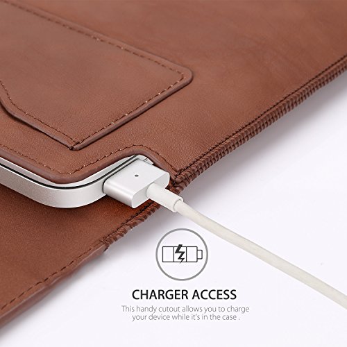 MoKo MacBook 11.6 Zoll Laptop Hülle – PU Leder Laptoptasche Tasche Nubuck Fibre Interior Schutzhülle Notebooktasche Aktentasche Wallet Case Sleeve mit Karten-Slot für Apple MacBook 11.6 Zoll, Braun - 3