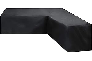 GEBIN Funda para Muebles De Jardín, Cubierta Impermeable En Forma De L/V para Sofá De Esquina, Cubiertas Antipolvo para Uso En Exteriores. (215x215x80x67cm)