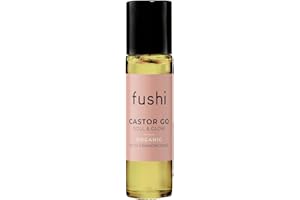 Fushi Organic Castor Oil 10ml Roll & Glow 100% Pure Cold & Fresh-Pressed For Dry Skin & Eyelashes & Eyebrows - Handy On the Go Size Hexane Free Natural Food-grade