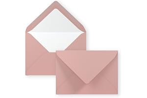 NEUSER PAPIER 25 x koperty w kolorze brudnego różu – koperty w formacie DIN B6 – 12,5 x 17,6 cm, prążkowany papier – wysokiej jakości jedwabna podszewka na Boże Narodzenie i uroczyste okazje