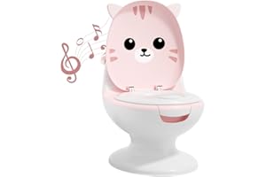 POOPIES | Pot bébé toilette Chat | Vrai bruit de chasse d'eau | Apprentissage proprété | Toilette enfant | Animaux (Rose)