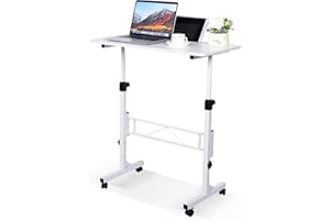 KLSMYHOKI Höhenverstellbarer Schreibtisch mit Rollen, Steh-Sitz-Tisch für Homeoffice, Mobiler Computertisch, Weißer Stehschreibtisch, Kompatibel mit Laufband & Walking Pad, 80cm x 40cm Höhe 70-110cm