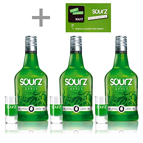 Preisvergleich Produktbild Sourz Apple 15% 3 x 0,7 Liter incl. 3 Gläser