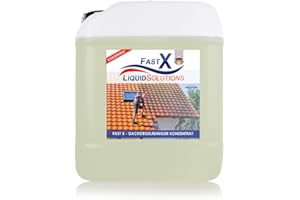 FASTX LIQUIDSOLUTIONS Dachziegelreiniger Konzentrat 5L – Effektiv gegen Moos und Algen, Umweltfreundlich, Made in Germany