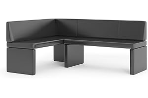 GREKPOL Eckbank Olga Küchenbank Sitzecke Kunstleder pflegeleicht (Schwarz Links, 142x196cm)