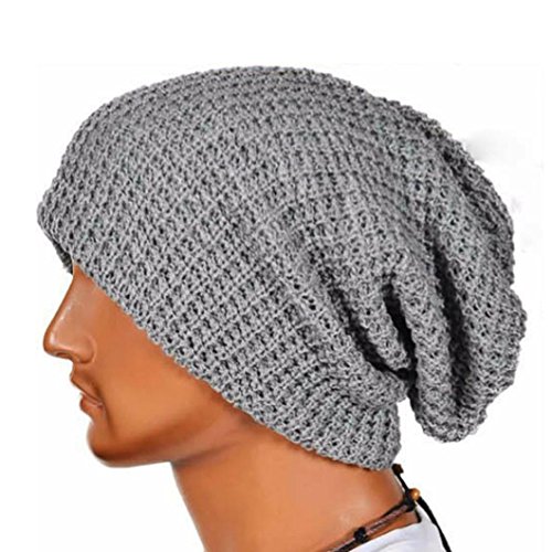 Malloom® Hombres Mujeres universal Cálido Invierno de punto de esquí Beanie Hat cráneo Slouchy Gorra Sombrero (gris)