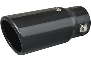 Simoni Racing Auspuffblende Rund/Schräg Edelstahl Schwarz - Ø76xL180mm - Anschluß ->37-63mm
